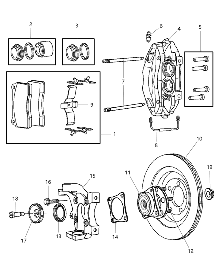 2003 Dodge Viper ABS Sensor, Front Passenger Side Diagram for 5290952AA