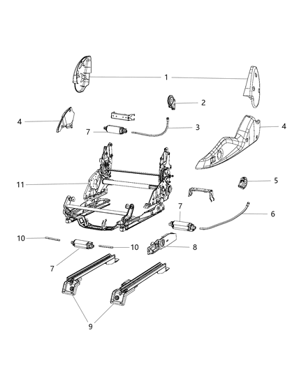 2013 Dodge Viper Adjusters, Recliners & Shields - Power Diagram