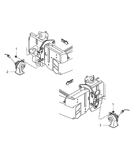 2009 Dodge Caliber Horn And Bracket High Note Diagram for 4671942AF
