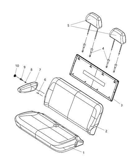 2005 Dodge Grand Caravan First Rear Bench Seat Stow & Go Diagram 2 - Thumbnail