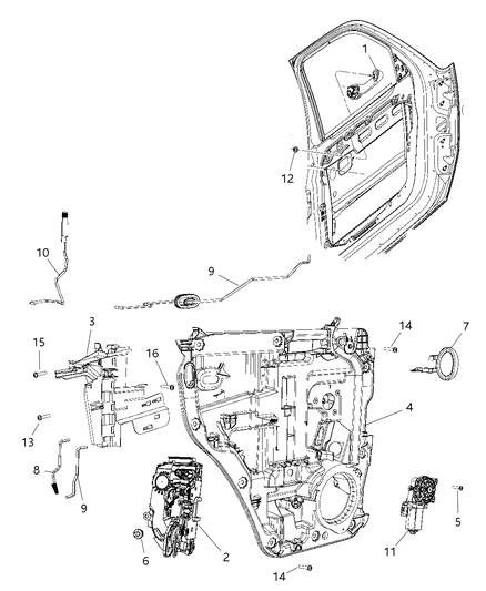 2011 Jeep Liberty Latch Rods, Rear Passenger Side Diagram for 68033520AB