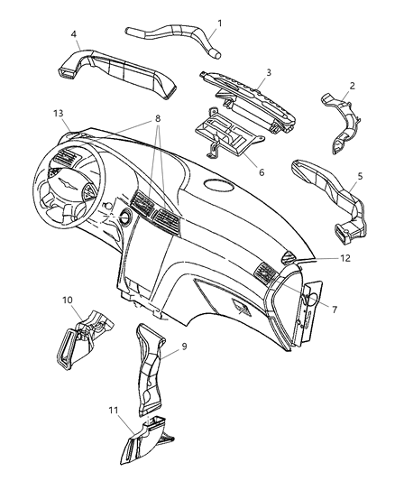 2004 Chrysler Pacifica Bezel Instrument Panel Right Diagram for YV411L2AA