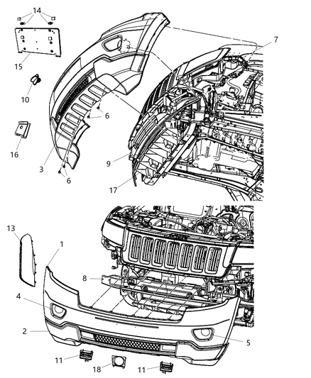 2011 Jeep Grand Cherokee Beam Front Bumper Diagram for 55079392AD