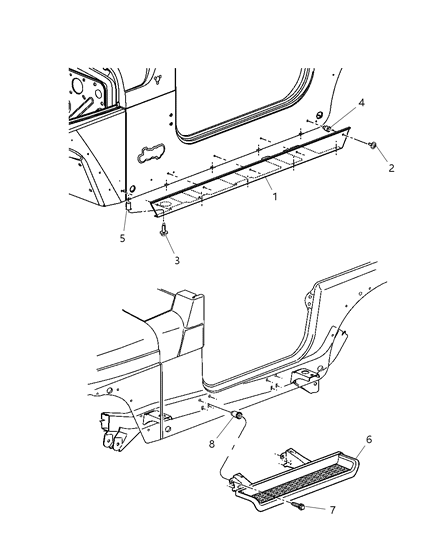 2003 Jeep Wrangler Sill Bodyside Diagram for 5GG79AJ7AF