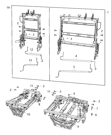 2018 Chrysler Pacifica Seat Track, Rear Passenger Side Diagram for 68241558AE