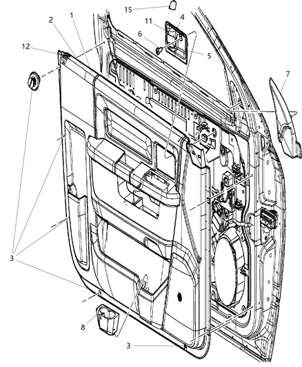 2014 Ram 1500 Panel Front Door Trim Diagram for 1VY441A8AE