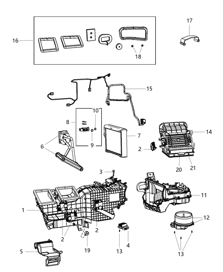 2017 Ram 3500 Pickup A/C & Heater Unit Zone Diagram