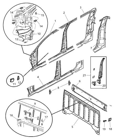 2004 Dodge Dakota Aperture Panel Bodyside Diagram 3 - Thumbnail