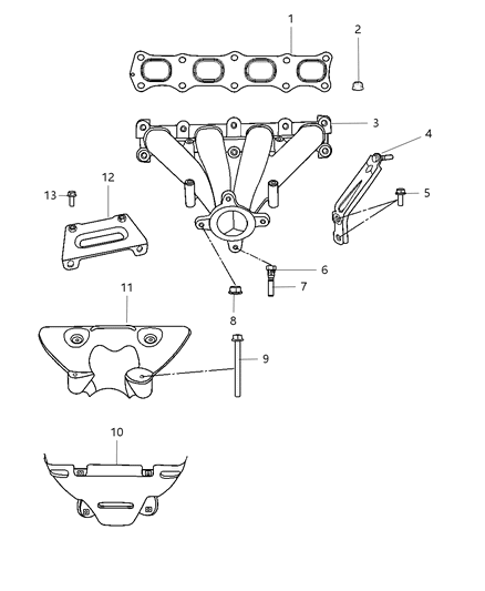 2007 Chrysler Sebring Exhaust Manifolds & Mounting & Components & Turbo Charger Diagram 3 - Thumbnail