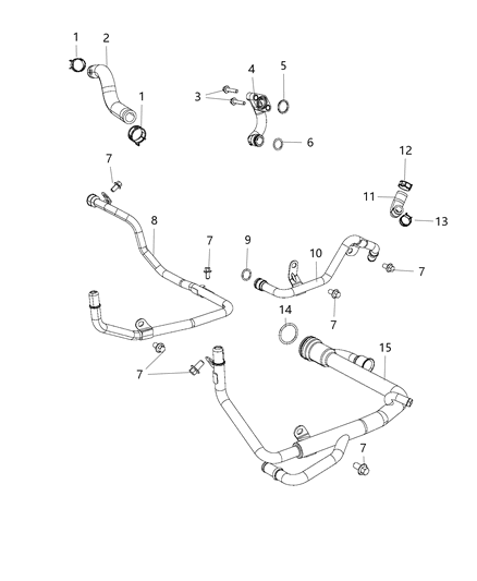 2020 Jeep Grand Cherokee Coolant Tubes & Hose Diagram 1 - Thumbnail