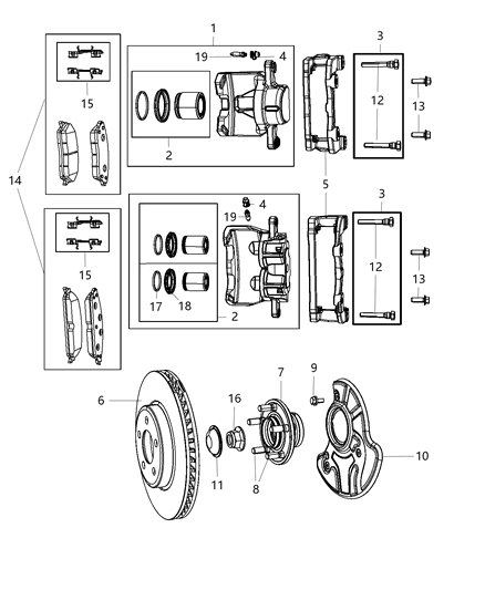 2011 Chrysler 300 Adapter Disc Brake Caliper Diagram for 5137668AB