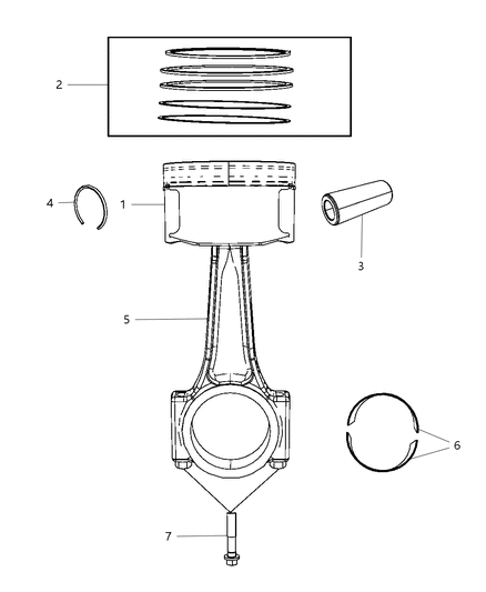 2010 Dodge Journey Pistons , Piston Rings , Connecting Rods & Connecting Rod Bearing Diagram 1 - Thumbnail