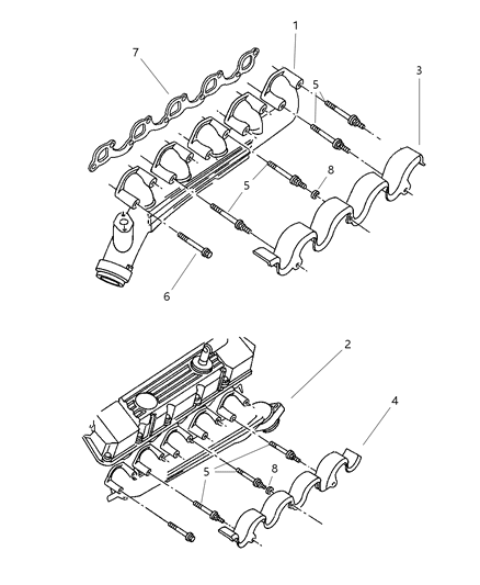 2000 Dodge Ram 2500 Regular Cab Manifolds - Intake & Exhaust Diagram 3 - Thumbnail