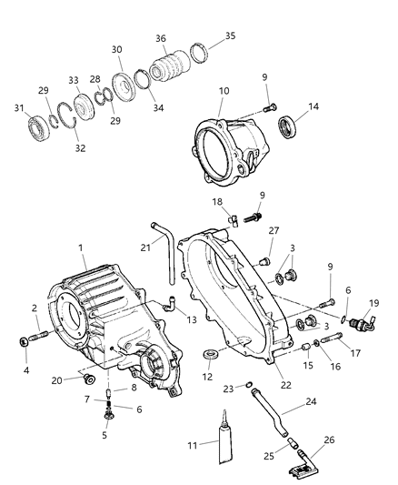 2002 Jeep Grand Cherokee Case & Related Parts of Transfer Case Model Diagram 1 - Thumbnail