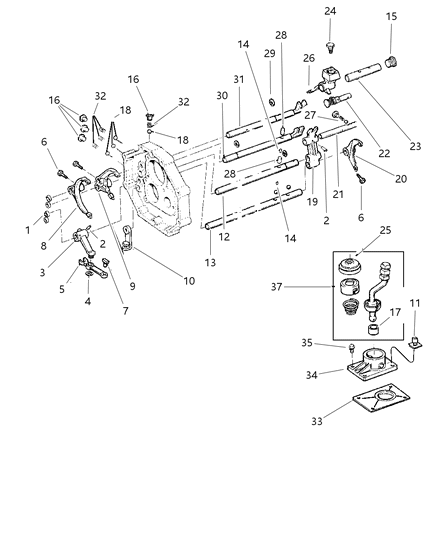 1998 Jeep Wrangler Fork & Rail Diagram 1 - Thumbnail