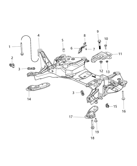 2014 Jeep Cherokee Bracket Torque Strut Diagram for 68184357AB