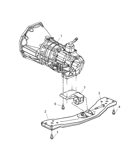 2004 Jeep Liberty Rear, Transmission Mounting Diagram 1 - Thumbnail