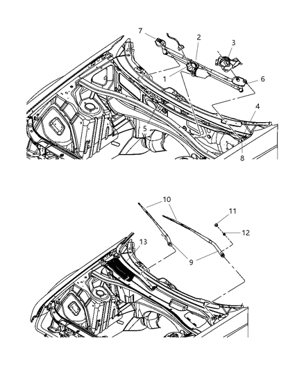 2010 Dodge Charger Wiper Motor Diagram for 68065563AA
