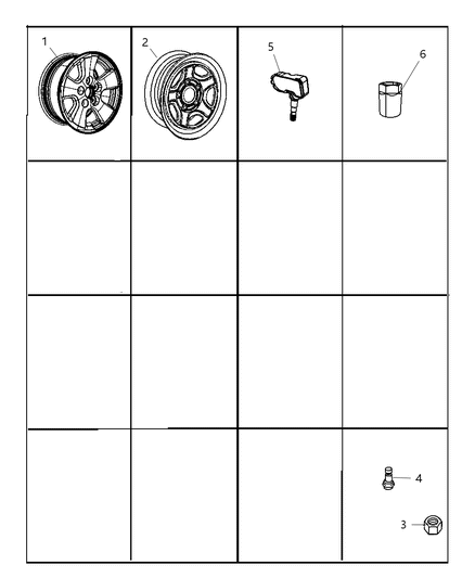 2008 Dodge Dakota Wheel, Alloy Diagram for 1AD90PAKAA