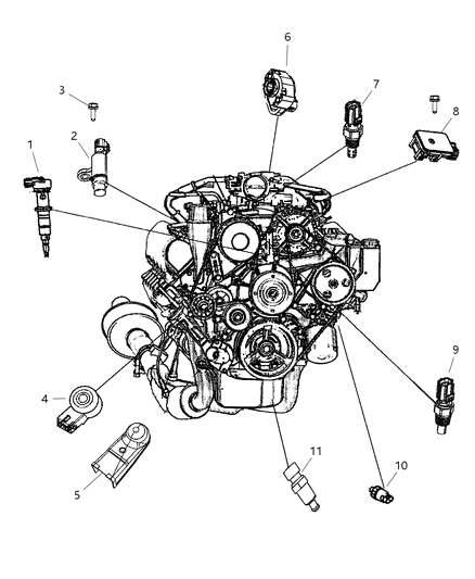 2011 Ram 3500 Cab Chassis Sensors - Engine Diagram 1 - Thumbnail