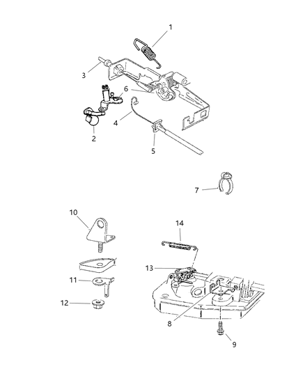 2001 Dodge Ram 1500 Bellcrank Accelerator & Cruise w/ Throttle Position Sensor Diagram for 53031525