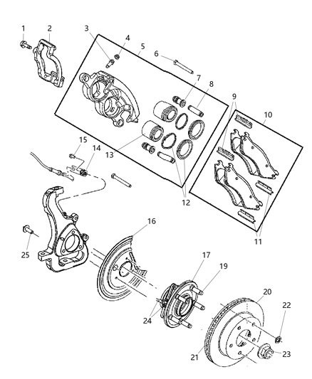 2003 Dodge Ram 1500 Adapter Disc Brake Caliper Diagram for 5080557AB