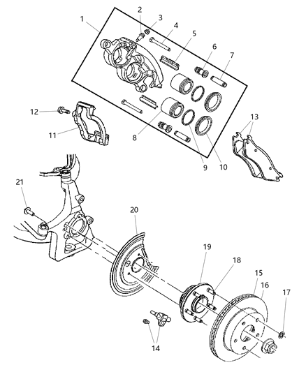 2004 Dodge Durango ABS Sensor, Front Passenger Side Diagram for 5096051AA