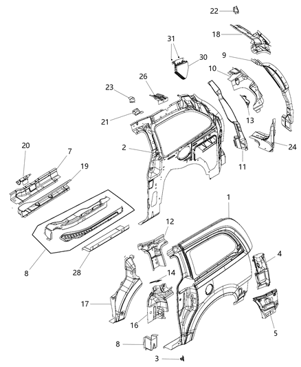 2016 Chrysler Town & Country Bumper Cover Clip Diagram for 6036729AA