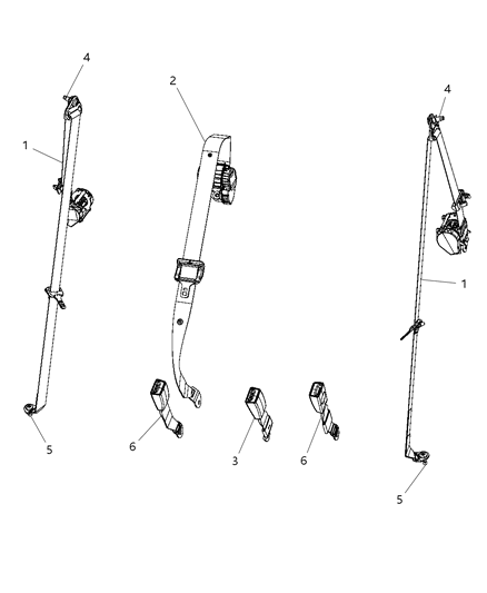 2009 Dodge Journey Seat Belt, Second Row Diagram