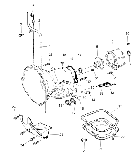 2001 Jeep Wrangler Case & Related Parts of Automatic Transmission Diagram 1 - Thumbnail