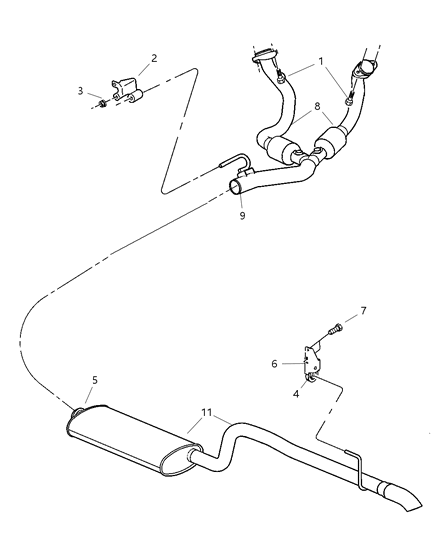 2004 Jeep Grand Cherokee Muffler & Pipe Diagram for 52101237AC
