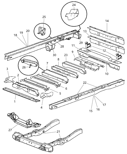 2002 Dodge Ram Van Stabilizer Bar Bolt, Rear Upper Diagram for 6503815