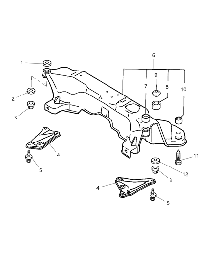 1998 Dodge Avenger Engine Cradle, Front Diagram for MR316475