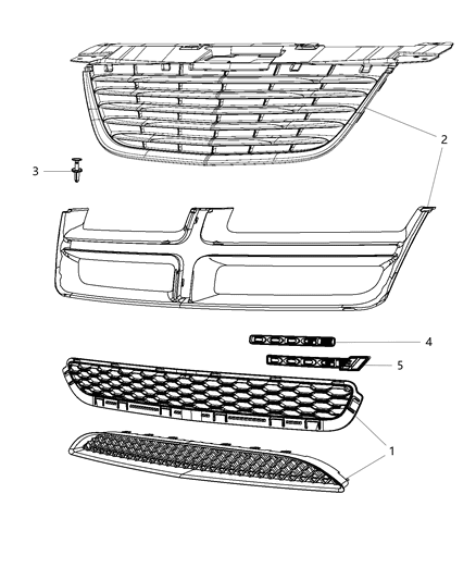 2012 Dodge Avenger Grille Radiator Diagram for 68081992AB