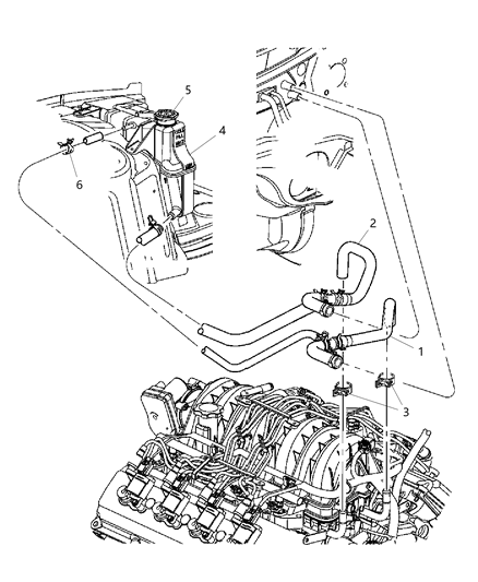 2007 Dodge Magnum Coolant Recovery System Heater Plumbing Diagram 3 - Thumbnail