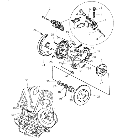 2003 Chrysler 300M Wheel Stud, Rear Diagram for 6504891AA
