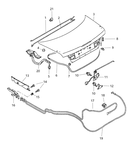 1997 Dodge Avenger Release Handle, Black Diagram for MR712772