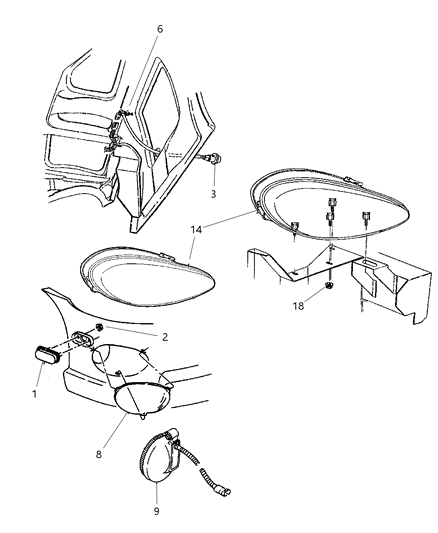 1998 Dodge Viper Seal Fog Lamp Diagram for 5245991