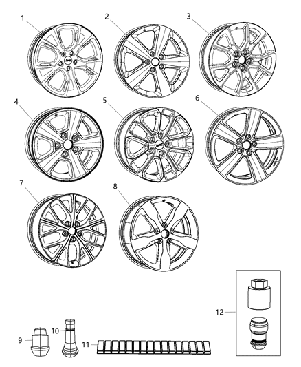 2015 Jeep Grand Cherokee Wheel Aluminum Diagram for 1VH39GSAAC