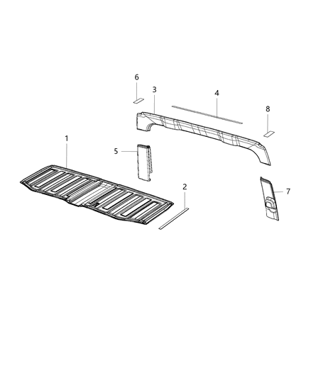2018 Jeep Wrangler All-new Model Headliner Rear Diagram 2 - Thumbnail