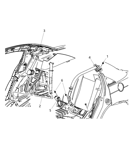 2010 Chrysler Sebring Lap & Shoulder Belt, Rear Driver Side Diagram for XS711T1AC