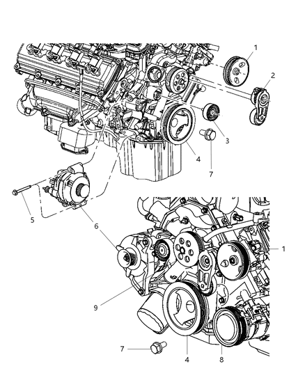 2010 Jeep Grand Cherokee Pulley & Related Parts Diagram 2 - Thumbnail