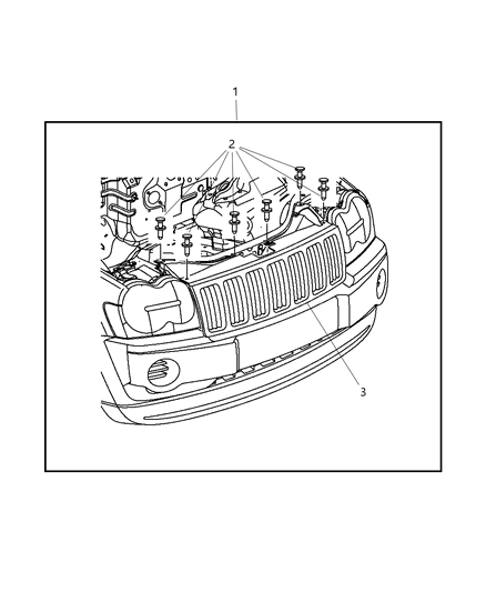 2009 Jeep Grand Cherokee Grille, Front Diagram for 55157458AB