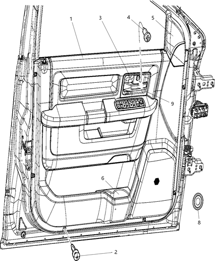 2014 Ram 3500 Cab Chassis Front Door Trim Panel Diagram