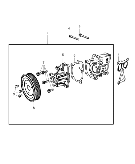 2011 Dodge Caliber Water Pump & Related Parts Diagram 1 - Thumbnail