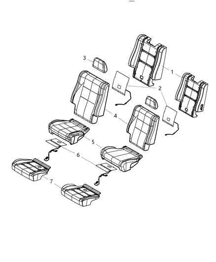 2020 Dodge Durango Rear Seat, Bucket Diagram 3 - Thumbnail