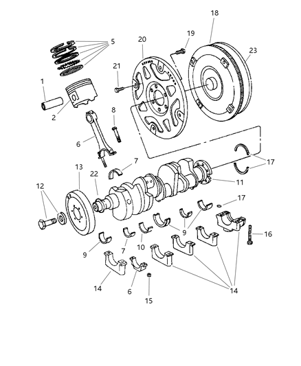 2002 Dodge Durango Crankshaft , Piston & Torque Converter Diagram 2 - Thumbnail