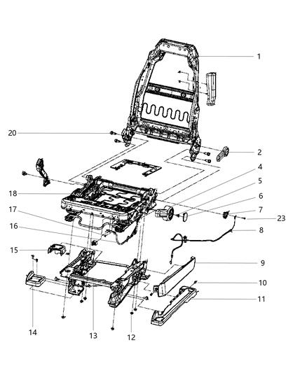 2012 Jeep Wrangler Adjusters, Recliners & Shields - Driver Seat Diagram 1 - Thumbnail
