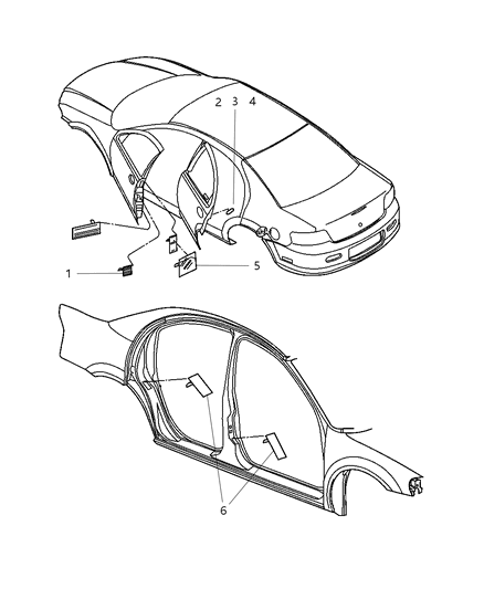 2004 Chrysler Sebring Label Air Bag Warning Diagram for 4664294AB