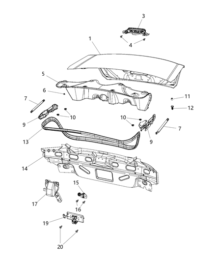 2014 Dodge Avenger Latch Deck Lid Diagram for 68140498AC